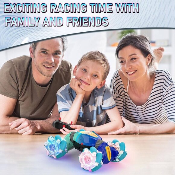 Gesture Sensor RC Stunt Car – 4WD Off-Road Vehicle with Lights & Music (Blue) - Picture 7 of 8